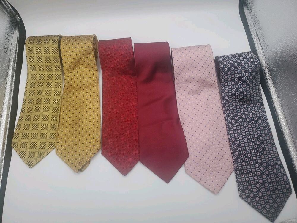 Roundtree And Yorke Mixed Lot of 6 Mens Neck Ties 100% Silk